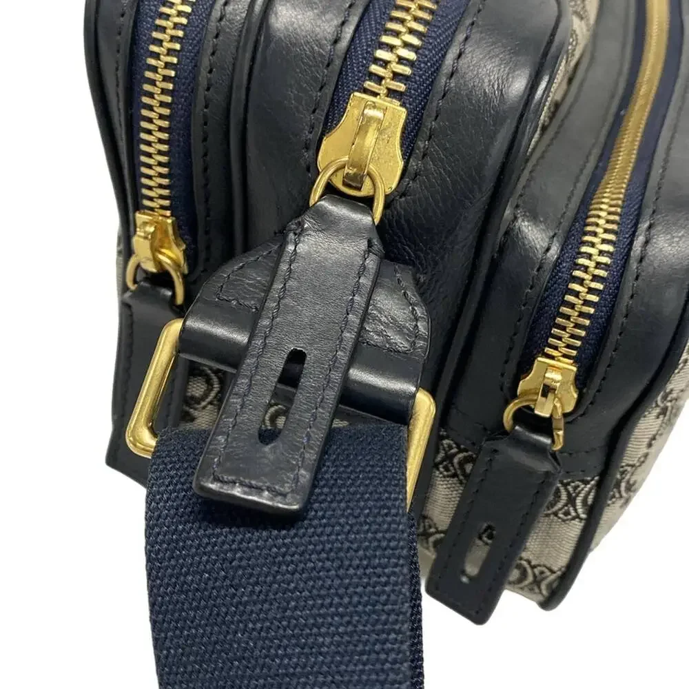 Celine Macadam Shoulder Bag Light gray Dark Navy Jacquard Leather - Picture 11 of 15